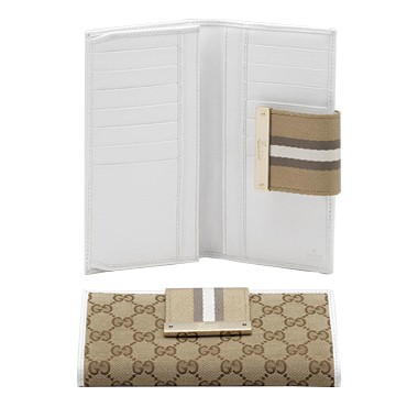 Brun Gucci Continental Porte-Monnaie Avec Logo Gravé Script Gucc